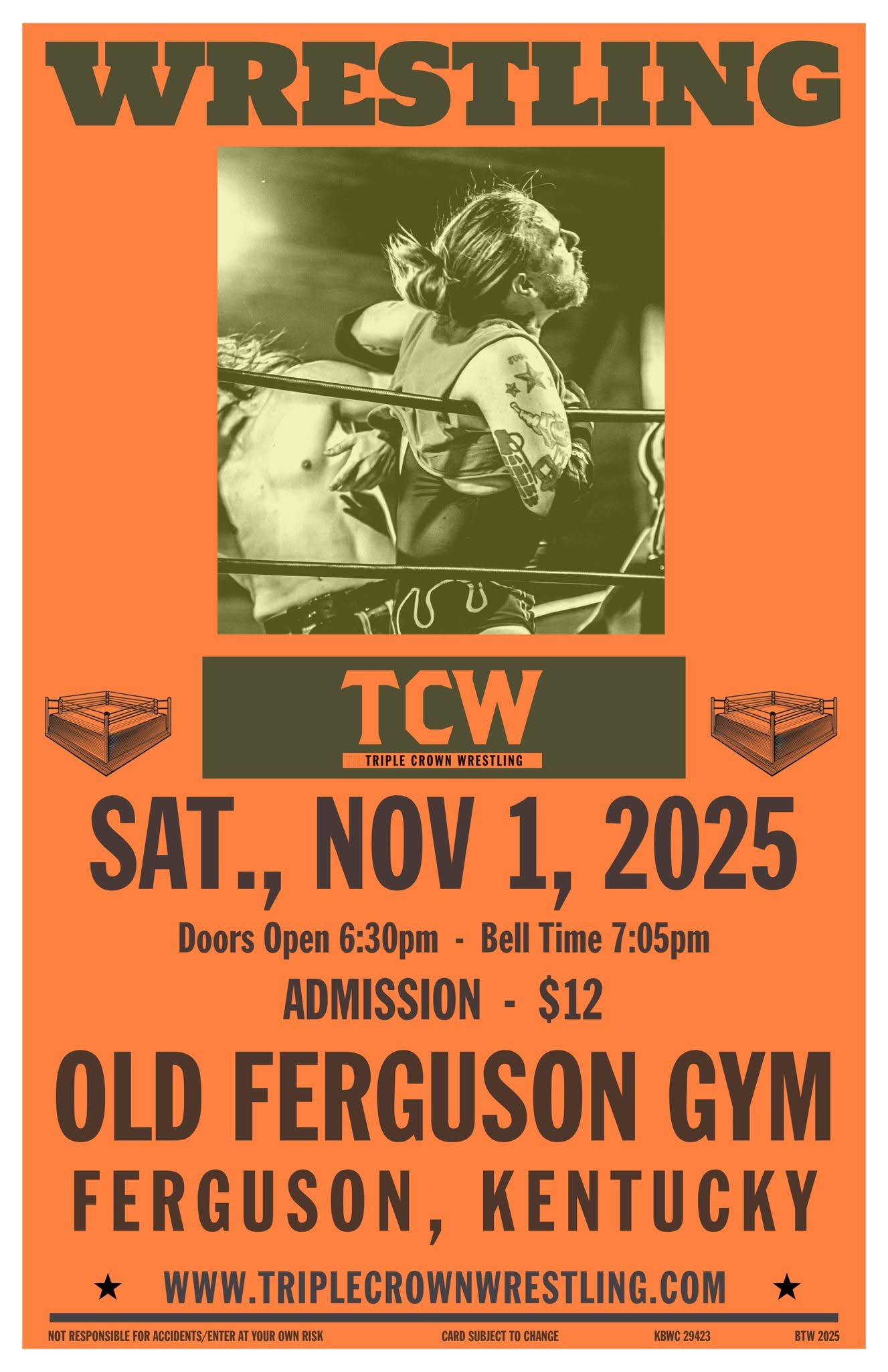 Triple Crown Wrestling event poster — Saturday November 1, 2025 at the Old Ferguson Gym, Ferguson, Kentucky