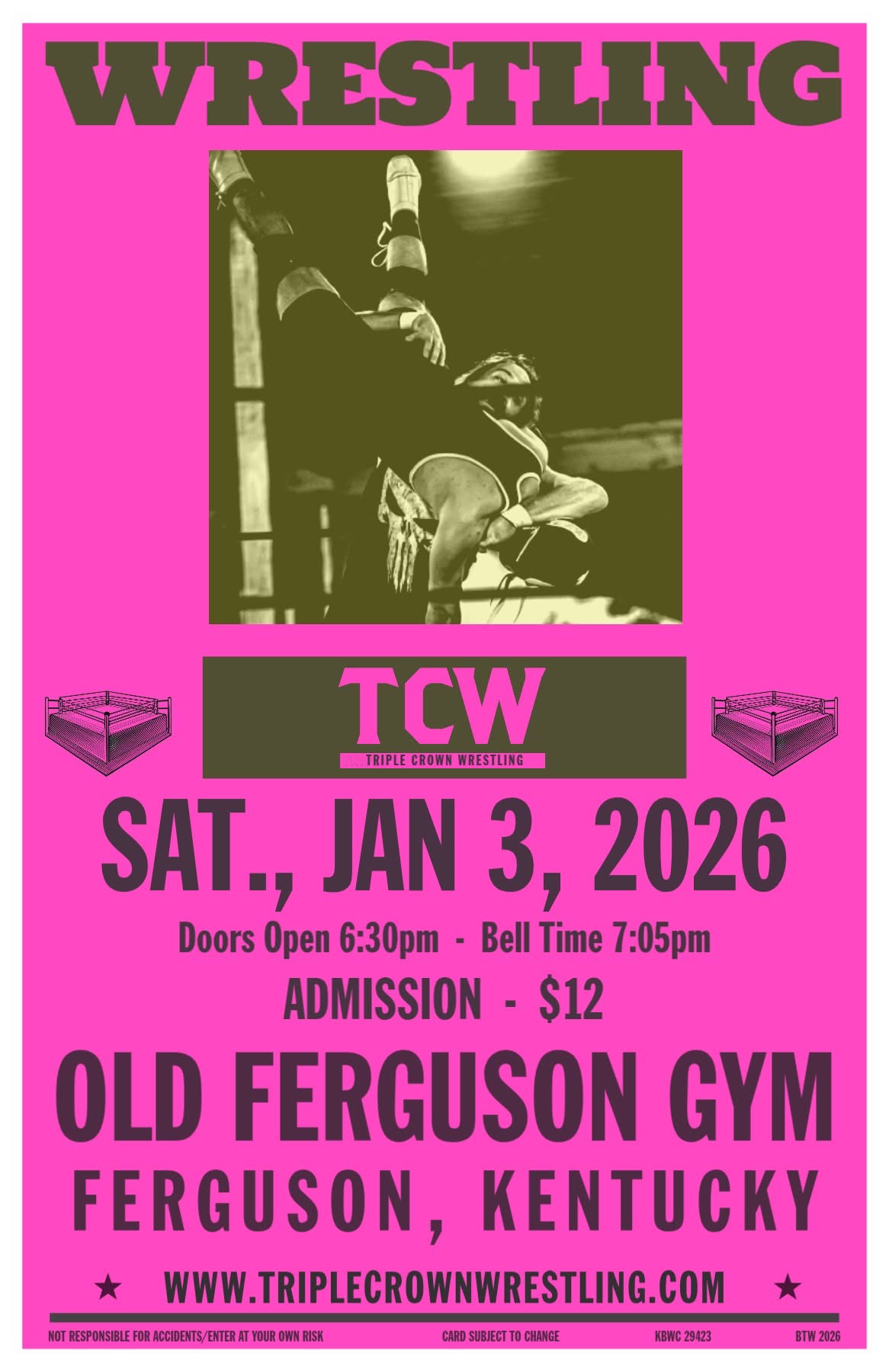 Triple Crown Wrestling event poster — Saturday January 3, 2026 at the Old Ferguson Gym, Ferguson, Kentucky